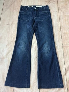 Pilcro And The Letterpress Anthropologie Script Jeans Flare Dark Denim Size 28 - Picture 1 of 9