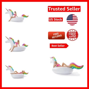 Galleggiante per Piscina Unicorno Gigante Vibrante - Vinile, Valvole Rapide per Installazione Rapida - Foto 1 di 9
