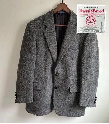Brooks Brothers x Harris Tweed Blazer 40R Gray Wool Jacket Italy Made Men's - Image 1 of 4