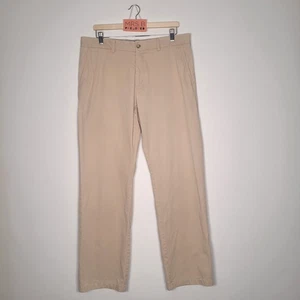 Tommy Hilfiger Trousers W36 L32 Brooklyn Chino Beige Logo 100% Cotton Preloved - Picture 1 of 15