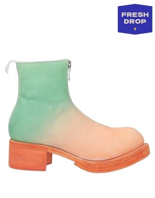 PVP€1596 GUIDI Cuero Botines US7 UK4 EU37 Efecto Ombre Cremallera Hecho en Italia Foto 1 de 4