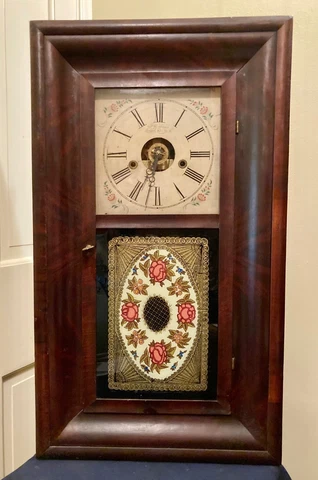 Antique J C Brown (Bristol Ct U. S.) 8 Day ogee W/ Crank & Pendulum Cover