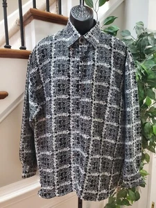 Daniel Ellissa Men's Black Polyester Collared Long Sleeve Button Down Shirt XL - Picture 1 of 9