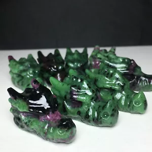 1PCNatural Crystal .RUBY ZOISITE.Hand-carved. Exquisite Dragon Skull. stochastic - Picture 1 of 12