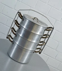 old Fissler Henkelmann food carrier field kitchen pure aluminum vintage 1960s century - Picture 1 of 7