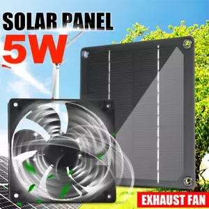 Solar Panel Powered Fan Mini Ventilator For Pet Chicken House Greenhouse Car 5W - Bild 1 von 7