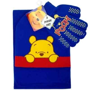 Winnie The Pooh Invierno 3 Piezas Conjunto Azul Gorro Tejido Guantes Bufanda para Niños - Imagen 1 de 2