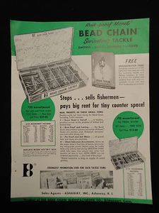 Original 1952 Perlenkette drehbar Tackle Co Händlerkatalog Verkaufsblatt - Bild 1 von 2