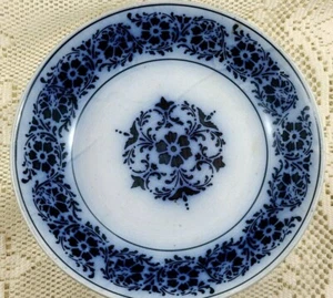 LUNEVILLE FRANCE OPAQUE FLOW BLUE WHITE BOWL - Picture 1 of 6