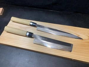 Used & Sharpened:Japanese Kitchen Knife - Sashimi & Usuba / 35, 30 -21,16cm - Picture 1 of 24