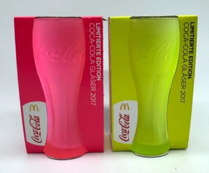 McDonalds 2x Sammelglas Neon Pink Gelb Limitierte Edition Coca Cola 2017 NEU OVP - Bild 1 von 4