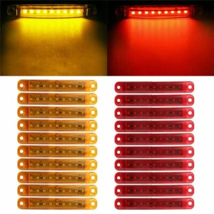 9 LED Bus Truck Trailer Side Marker Indicators Lights Red+Amber Waterproof 20pcs - Bild 1 von 6