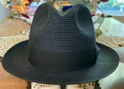 Nuevo Biltmore Hombres Negro Cáñamo Trenza Fedora 6 3/4 Estilo Panamá Sombrero de Paja Regalo Venta Foto 1 de 4