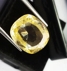 Zafiro amarillo natural 12,92 quilates certificado piedras preciosas sueltas forma cojín zafiro - Imagen 1 de 8