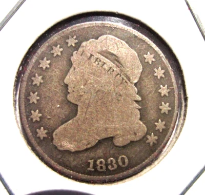 1830/29 CAPPED BUST DIME 10C PHILADELPHIA MINT RARE OVERDATE VARIETY - Image 1 of 2