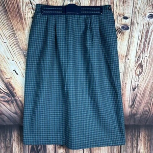 Leslie Fay Size 12 Petite Blue Plaid Wool Blend Lined Midi Modest Skirt 27x26 - Picture 1 of 12
