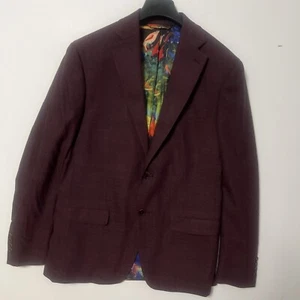 ROBERT GRAHAM Burgundy RENO Modern Fit Wool Mohair Suit Jacket 40R NWT - Picture 1 of 18