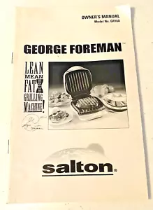 George Foreman Salton Owners manuale 2000 vintage GR10A macchina per grigliare grassi - Foto 1 di 5