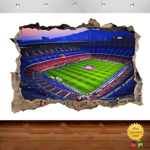 Nou Camp Barcelona Stadium Football 3d Smashed Wall View Sticker Poster Art 699 - Picture 1 of 2