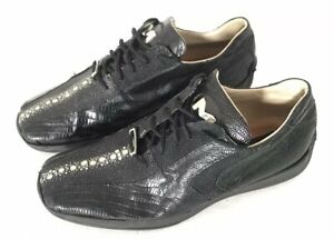 Mauri Stingray Lace Up Shoes Mens Size 9 Black Leather Casual Dress Italy