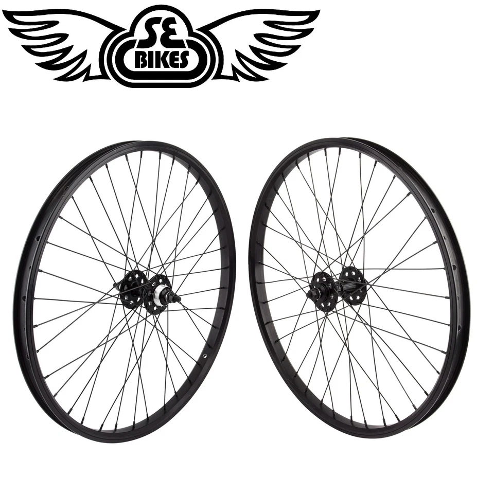 SE Bikes 24in BMX Wheel Set 3/8 axle 1s FW Sealed 24x1.75 Black - Image 1 of 1