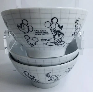 3 ciotole cereali Disney libro schizzi Topolino e Minnie nero bianco nuove - Foto 1 di 3