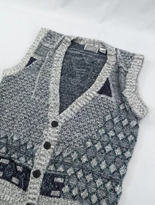 Vintage Method Sweater Vest M Silver Purple Gray Mens Knitted Pullover - Picture 1 of 7