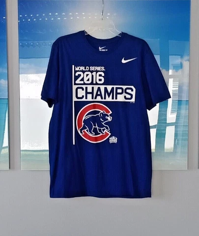 CHICAGO CUBS 2016 WORLD SERIES CHAMPS-NIKE T-SHIRT-SIZE LARGE-NWOT! Cover