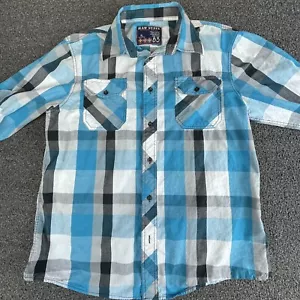 Raw State 83 Mens Extra Large Plaid Button Up Shirt Long Sleeve Blue Collared - Picture 1 of 9