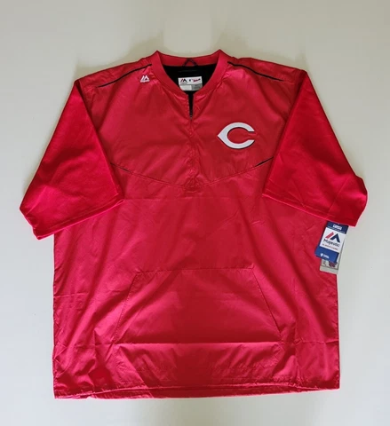 Cincinnati Reds MLB Majestic Men's Batting Short Sleeve 1/4 Zip Jacket Size 4XT Cover