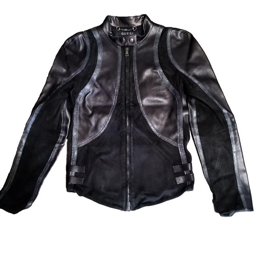 Giacca Gucci Riders taglia M pelle di pecora vera pelle nera USATA 202502M