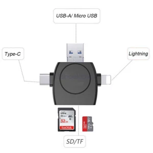 4 in 1 Fit iPhone/iPad/Android Type-C/USB/ SD TF Memory Card Reader Adapter AU - Picture 1 of 11