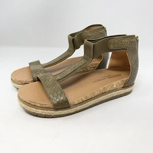 Adrienne Vittadini Green Brown Snakeskin Reptile Sandals 6.5 Platform Patrice CO - Picture 1 of 12