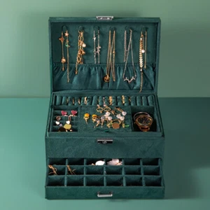3 Layers Jewelry Box Organizer Large Capacity Ring Earring Necklace Storage New - Picture 1 of 19