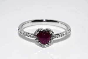 $500 .925 Sterling Silver .74CT Natural African Ruby & Diamond Ring Authentic - Picture 1 of 7