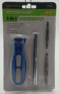 Pittsburgh 4-In-1 Screwdriver with TPR Handle Model 61988 Phillips and Slotted - Picture 1 of 2