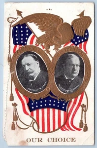 1909-10's TAFT SHERMAN OUR CHOICE PRESIDENTIAL PATRIOTIC EMBOSSED POSTCARD - Picture 1 of 2