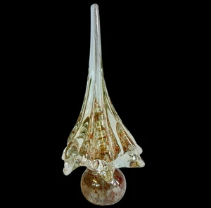 Murano Glas Weihnachtsbaum 8" hoch klar Gold Kupfer Flecken Handarbeit - Bild 1 von 15
