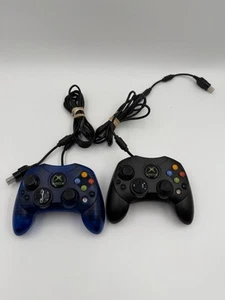 2 Controller Microsoft Originali Xbox Blu/Nero Type S con Cavo di rottura - Foto 1 di 7