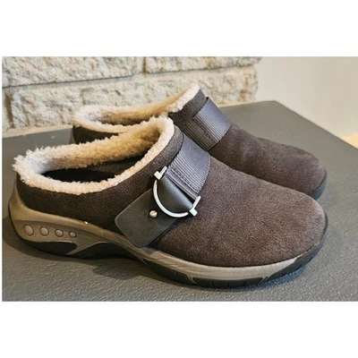 Easy Spirit Wend 一脚蹬露趾休闲木屐人造毛皮衬里女式 6W 码 — 第 1/4 张图片