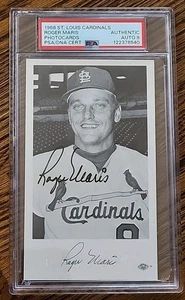 ROGER MARIS Autographed 1968 Cardinals Photocards Impressive Team Issue PSA/DNA - Foto 1 di 5