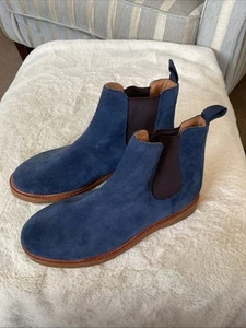 Ralph Lauren Polo Mens Kaden Blue Suede Leather Chelsea Crepe Boots UK 6 EU 40 - Picture 1 of 10