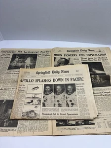 Apollo, Mond 2. Juli 1969 Zeitungen Springfield MA Vintage Sammlerstücke - Bild 1 von 9