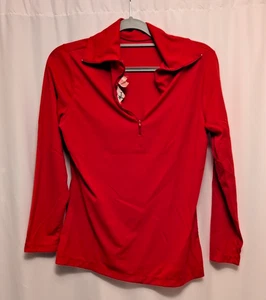 Tarni anni 80 donna vintage 13/14 zip manica lunga rosso dolcevita 100% poliestere Tawain - Foto 1 di 14