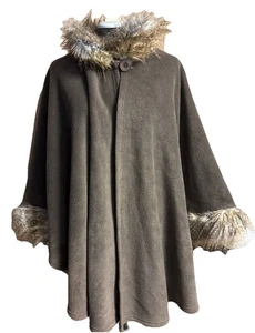 Parkhurst Cape mit Fellkragen & Manschette braun Einheitsgröße L 34" Vintage ein Ausschnitt Knopf - Bild 1 von 10