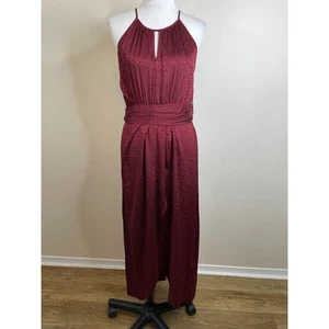 Alexa B Womens Halter Dress Size 8 Burgundy Faux Wrap Maxi NWT - Picture 1 of 9