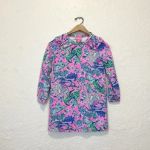 Lilly Pulitzer Dress Animals Floral Safari Pink Blue Girls L Large 8-10 - Picture 1 of 9