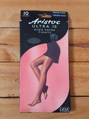 Vintage Aristoc Ultra 10 High Shine Sheer Nylon Tights - M/L Vaguely Black - Image 1 of 2