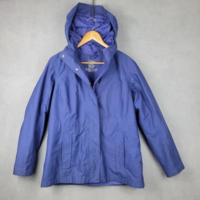 L.L. Bean H2OFF Rain Jacket Womens Small Navy Blue PrimaLoft Lined Waterproof - Image 1 of 4