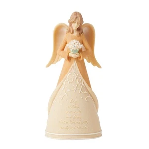 Figura de ángel sosteniendo flores de la familia y amigos de Enesco Foundations 7,5 pulgadas - Imagen 1 de 2